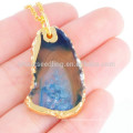 alibaba express wholesale gold plated chains fashion gemstone natural stone druzy crystal pendant necklace for women